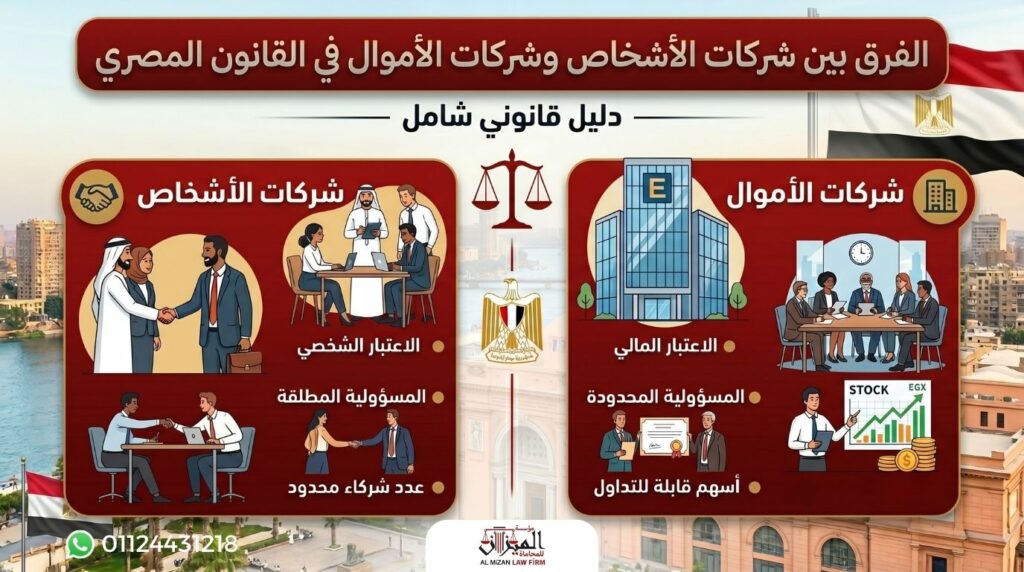 الفرق بين شركات الأشخاص وشركات الأموال في القانون المصري